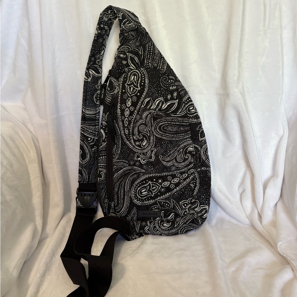 Vera Bradley Black and White Paisley Sling Backpack